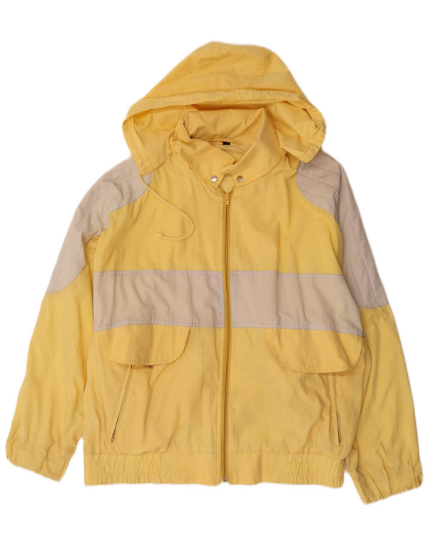 Vintage Mens Hooded Windbreaker Jacket UK 38 Medium Yellow Colourblock