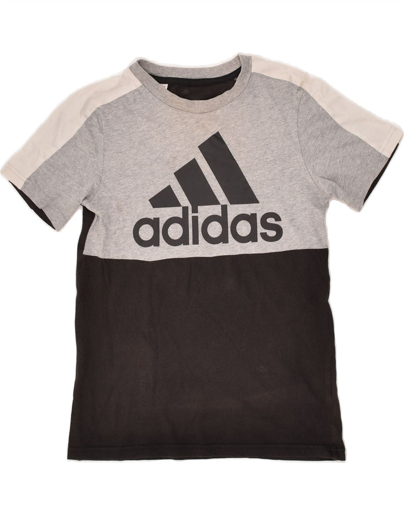 ADIDAS Boys Graphic T-Shirt Top 11-12 Years Black Colourblock | Vintage Adidas | Thrift | Second-Hand Adidas | Used Clothing | Messina Hembry 