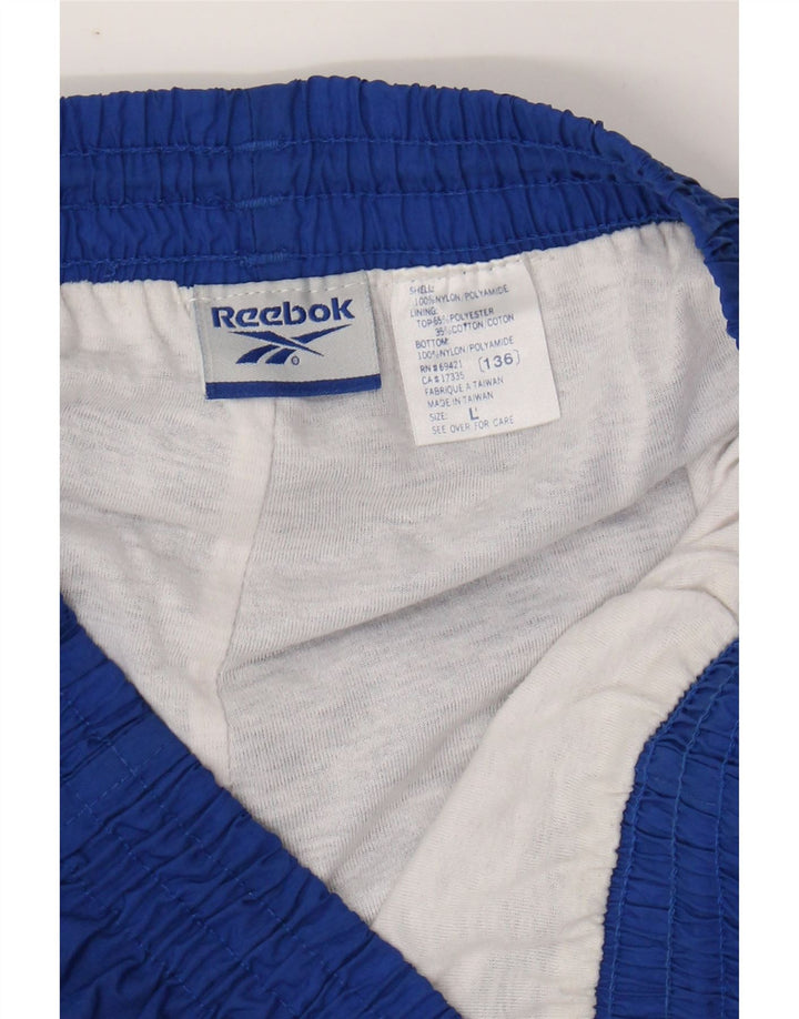 REEBOK Mens Graphic Tracksuit Trousers Joggers Large  Blue Nylon