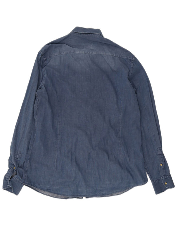Massimo Dutti Mens Regular Fit Denim Shirt XL Blue Cotton