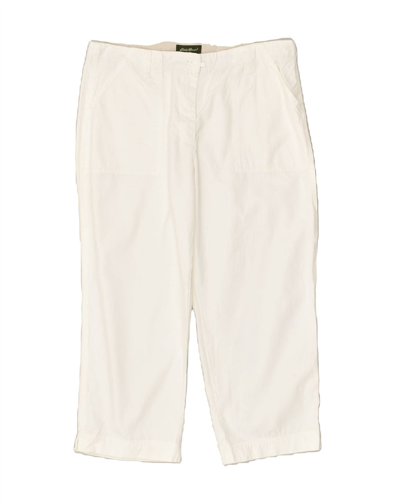 EDDIE BAUER Womens Straight Capri Trousers US 14 XL W34 L24  White Cotton | Vintage Eddie Bauer | Thrift | Second-Hand Eddie Bauer | Used Clothing | Messina Hembry 