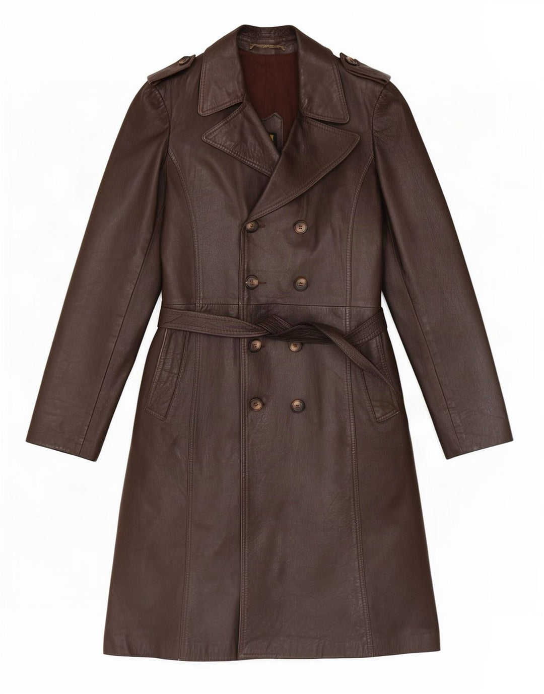 Vintage Mens Leather Coat UK 38 Medium Brown