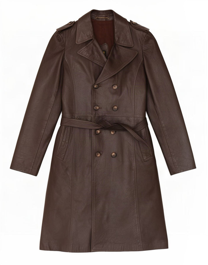 Vintage Mens Leather Coat UK 38 Medium Brown