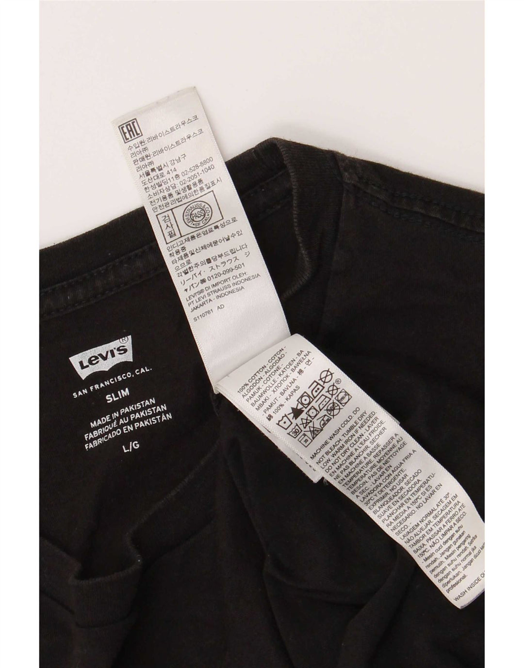 Levi's Mens Slim Fit T-Shirt Top Large Black Cotton