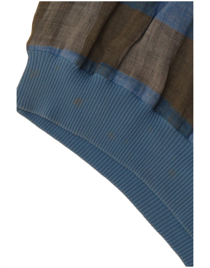 VINTAGE Mens Short Sleeve Pullover Shirt IT 48 Medium Blue Check Flax