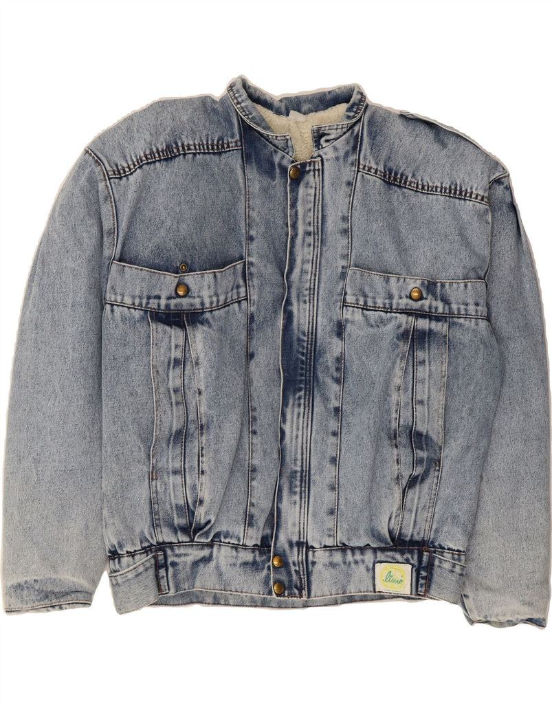 VINTAGE Mens Sherpa Denim Jacket UK 42 XL Blue Vintage Vintage and Second-Hand Vintage from Messina Hembry 