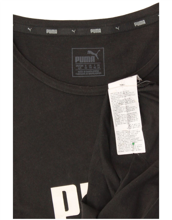 PUMA Womens Graphic T-Shirt Top UK 14 Medium  Black Cotton