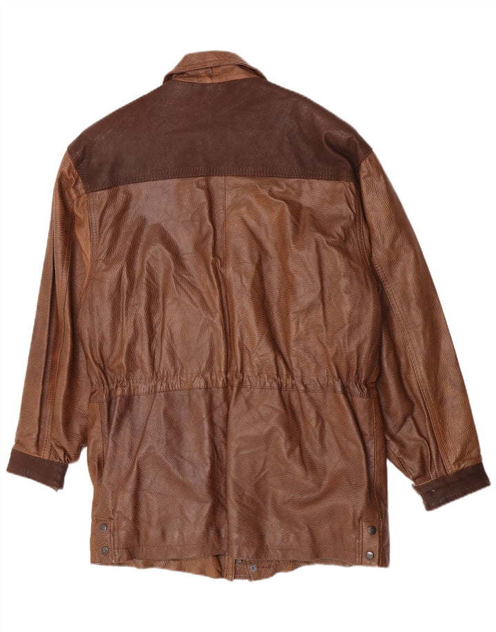 Vintage Mens Leather Coat UK 40 Large Brown