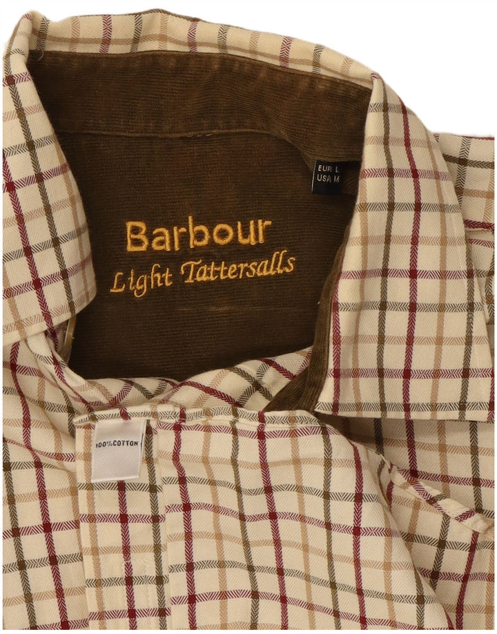 Barbour Mens Flannel Shirt Medium Beige Check Cotton