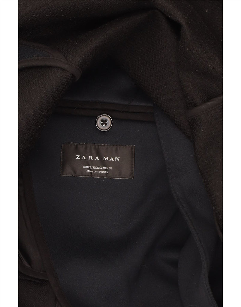 ZARA Mens Trench Coat UK 36 Small Navy Blue Polyester Vintage Zara and Second-Hand Zara from Messina Hembry 