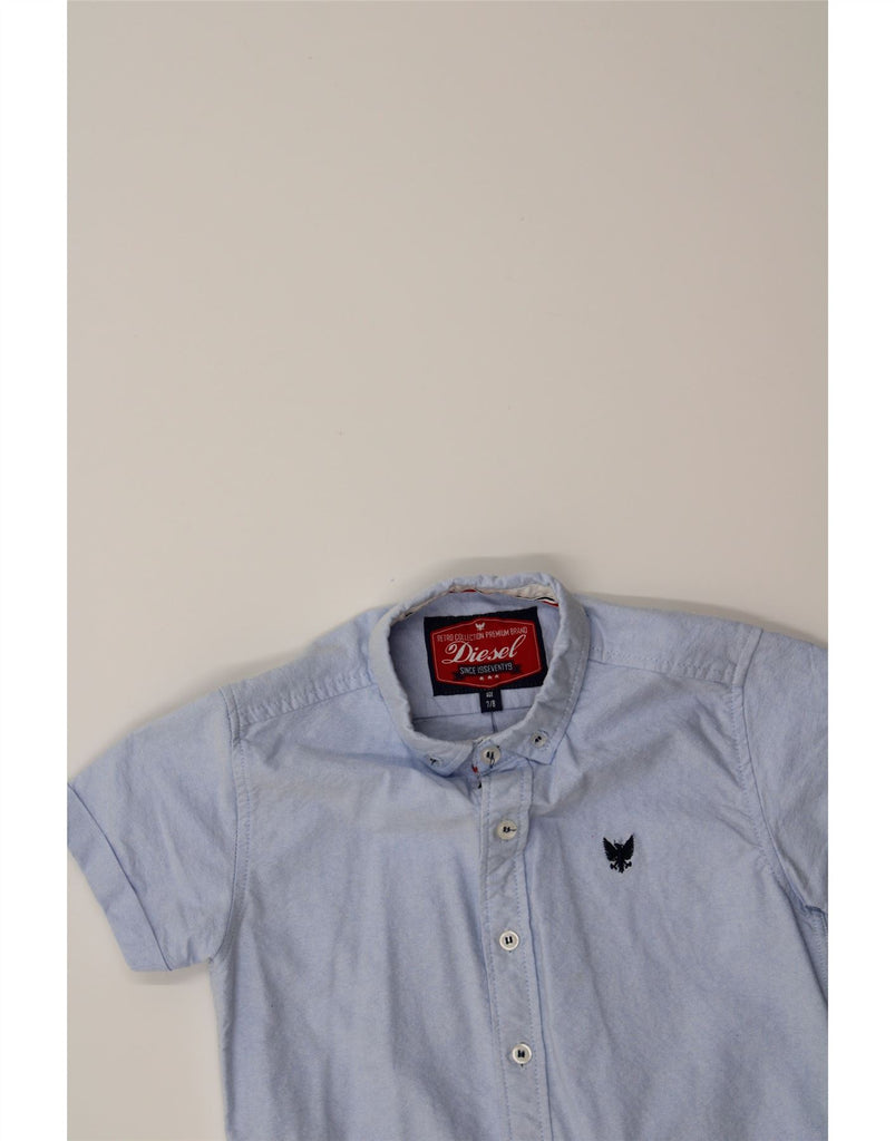 DIESEL Boys Short Sleeve Shirt 7-8 Years Blue Cotton Vintage Diesel and Second-Hand Diesel from Messina Hembry 