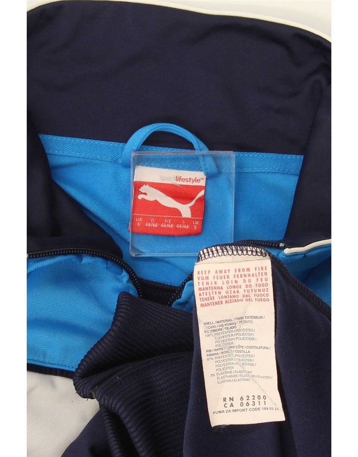 Puma Mens Tracksuit Top Jacket Small Navy Blue Colourblock Polyester