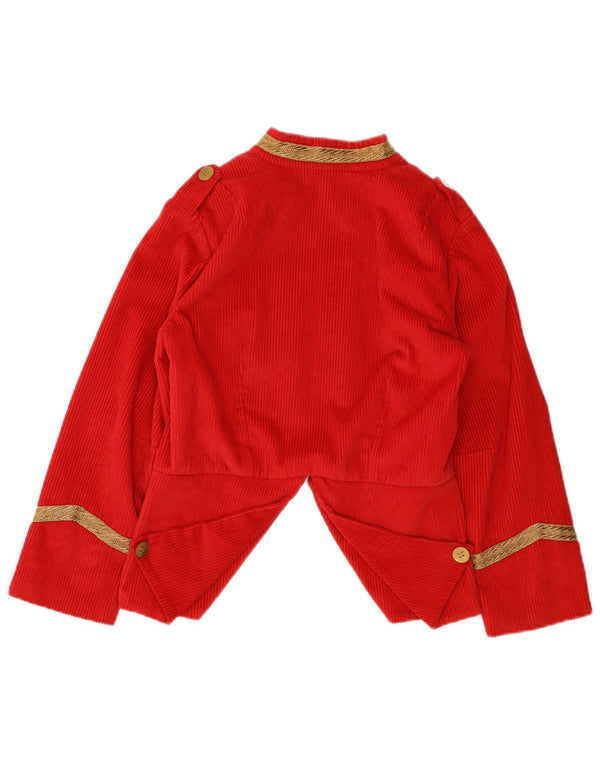 Vintage Womens Trachten Corduroy Military Blazer Jacket UK 10 Small Red