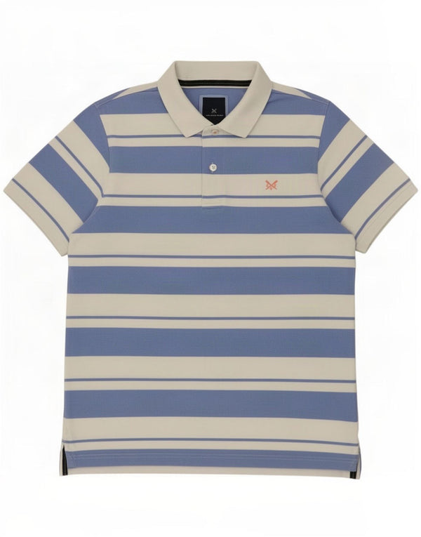 Crew Clothing Mens Polo Shirt Large Blue Striped Cotton