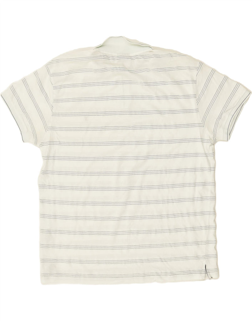 MARLBORO CLASSICS Mens Polo Shirt 2XL White Striped Cotton | Vintage Marlboro Classics | Thrift | Second-Hand Marlboro Classics | Used Clothing | Messina Hembry 