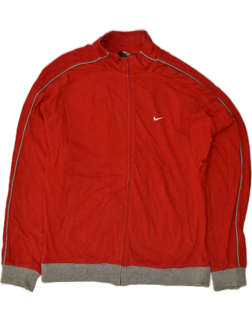 NIKE Mens Tracksuit Top Jacket UK 38/40 Medium Red Cotton | Vintage Nike | Thrift | Second-Hand Nike | Used Clothing | Messina Hembry 