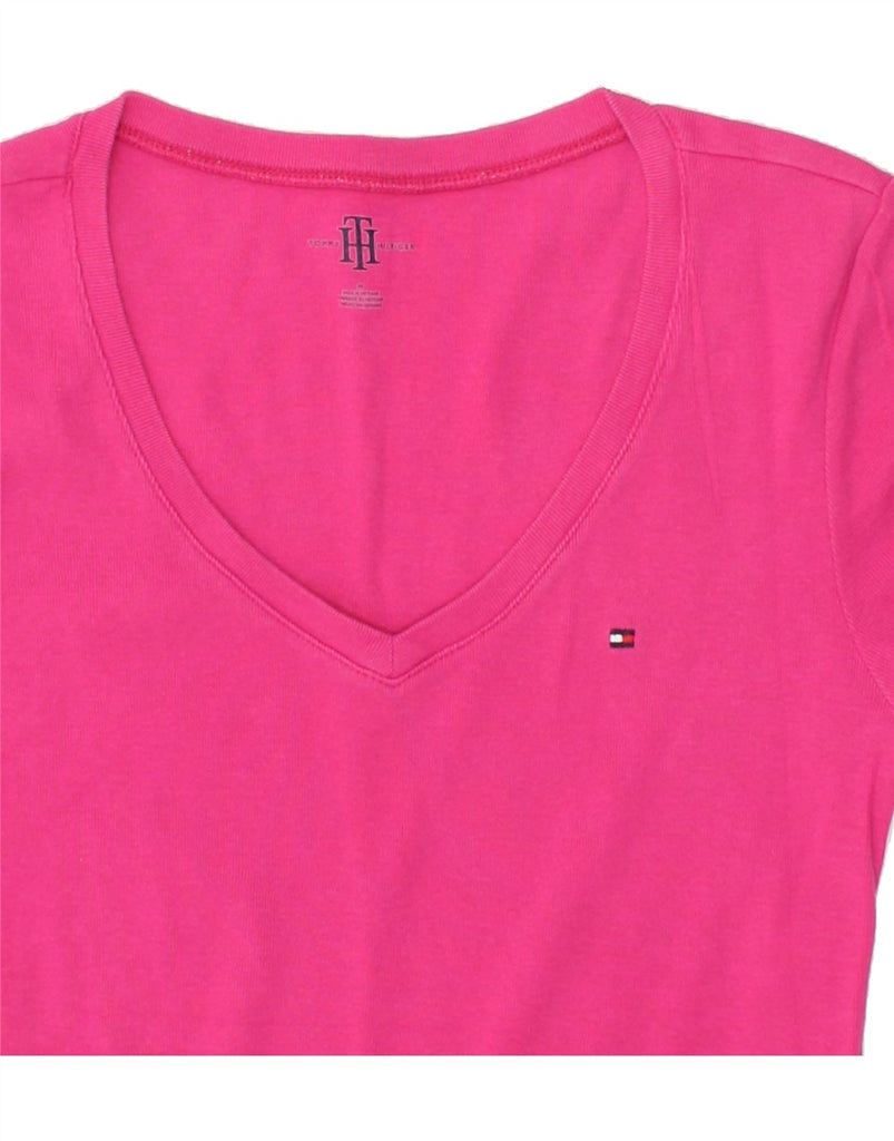 TOMMY HILFIGER Womens T-Shirt Top UK 12 Medium Pink Cotton | Vintage Tommy Hilfiger | Thrift | Second-Hand Tommy Hilfiger | Used Clothing | Messina Hembry 