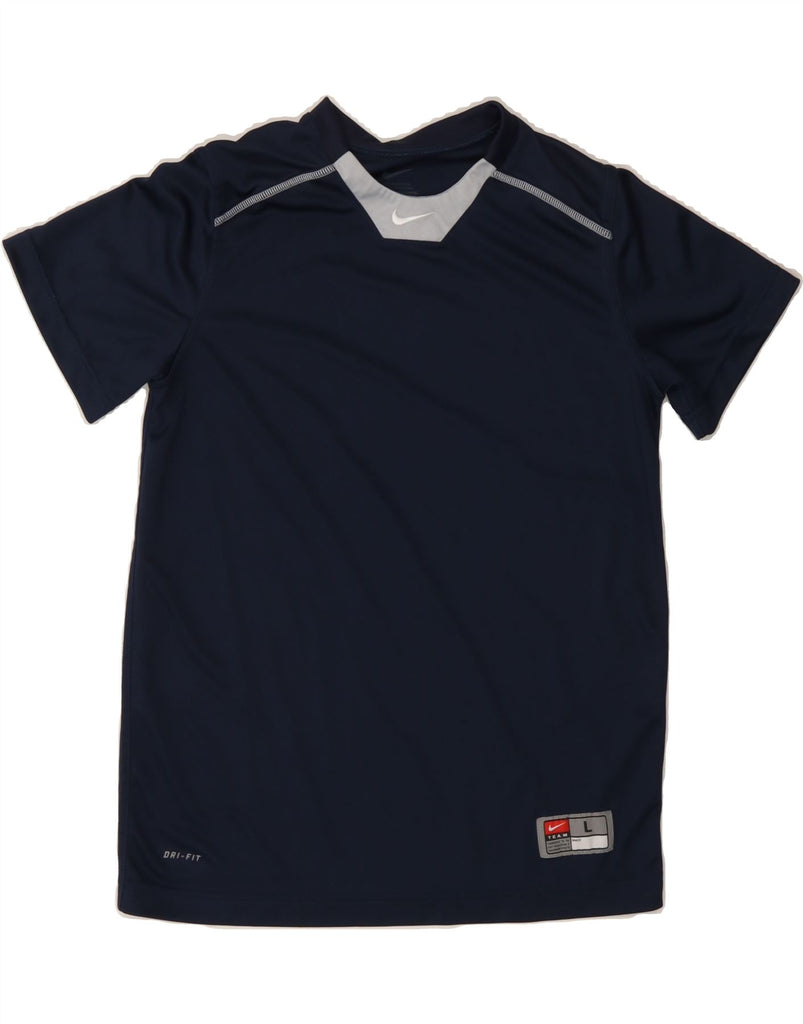 NIKE Mens Dri Fit T-Shirt Top Large Navy Blue Polyester Vintage Nike and Second-Hand Nike from Messina Hembry 