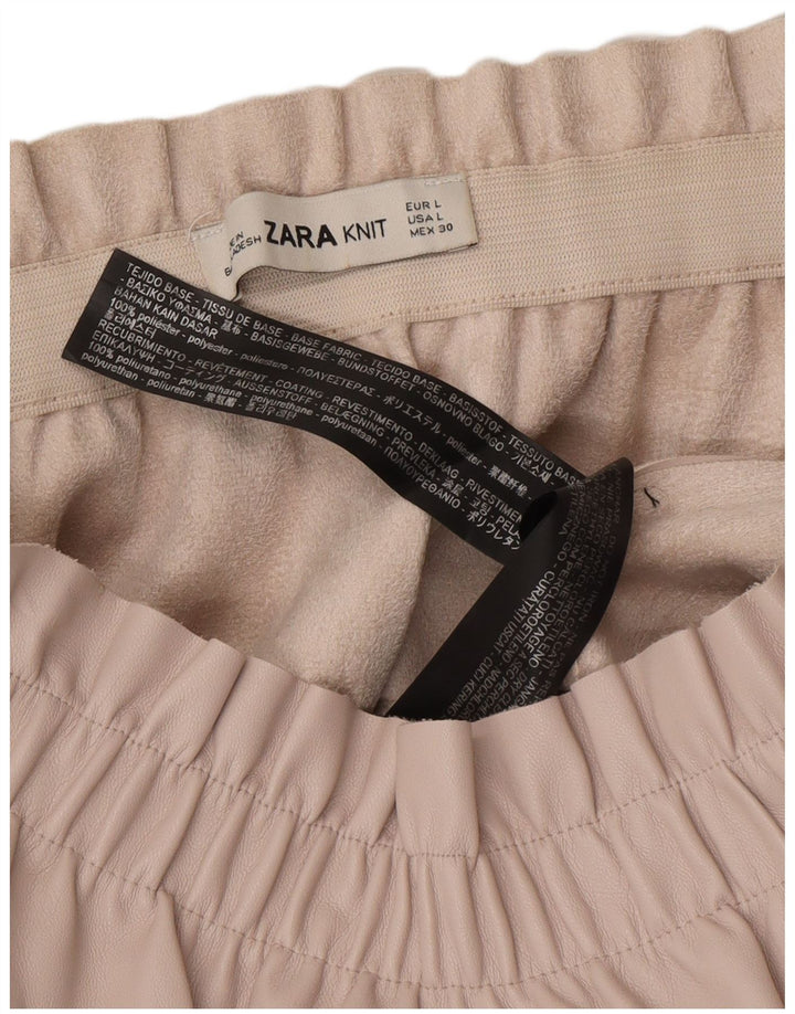 ZARA Womens Faux Leather Mini Skirt Large W30 Pink Polyurethane