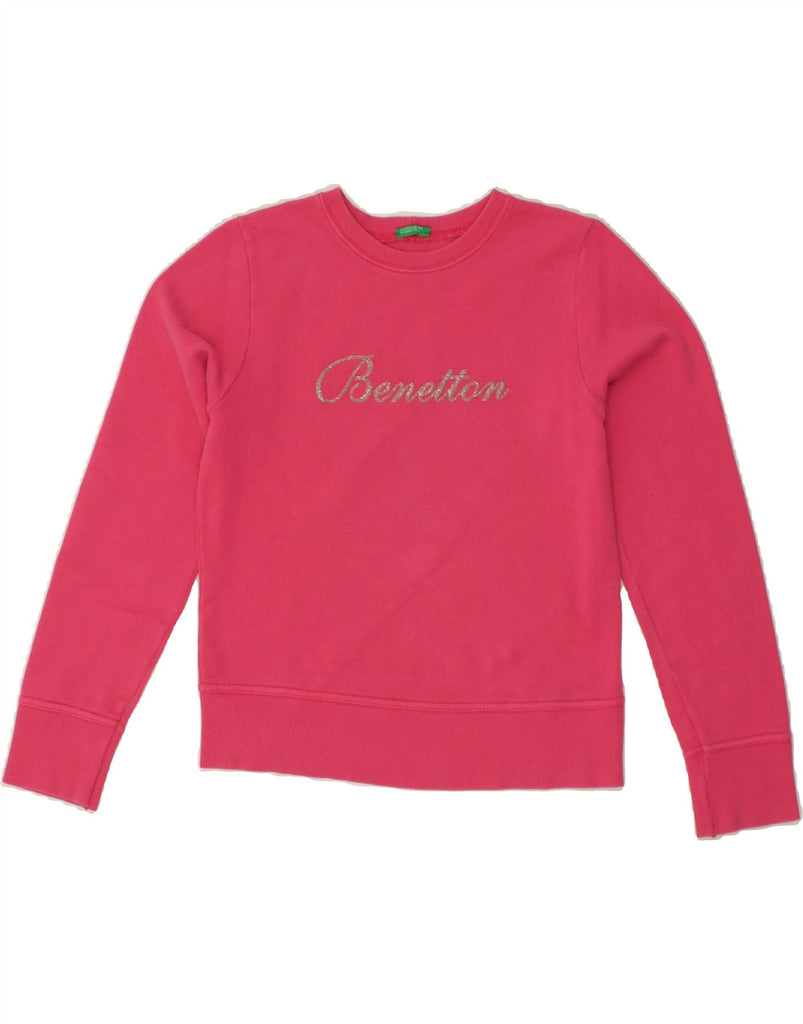 UNITED COLORS OF BENETTON Girls Graphic Sweatshirt Jumper 12-13 Years Pink | Vintage United Colors of Benetton | Thrift | Second-Hand United Colors of Benetton | Used Clothing | Messina Hembry 