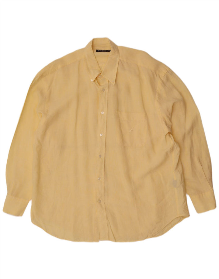Nautica Mens Shirt XL Yellow Linen