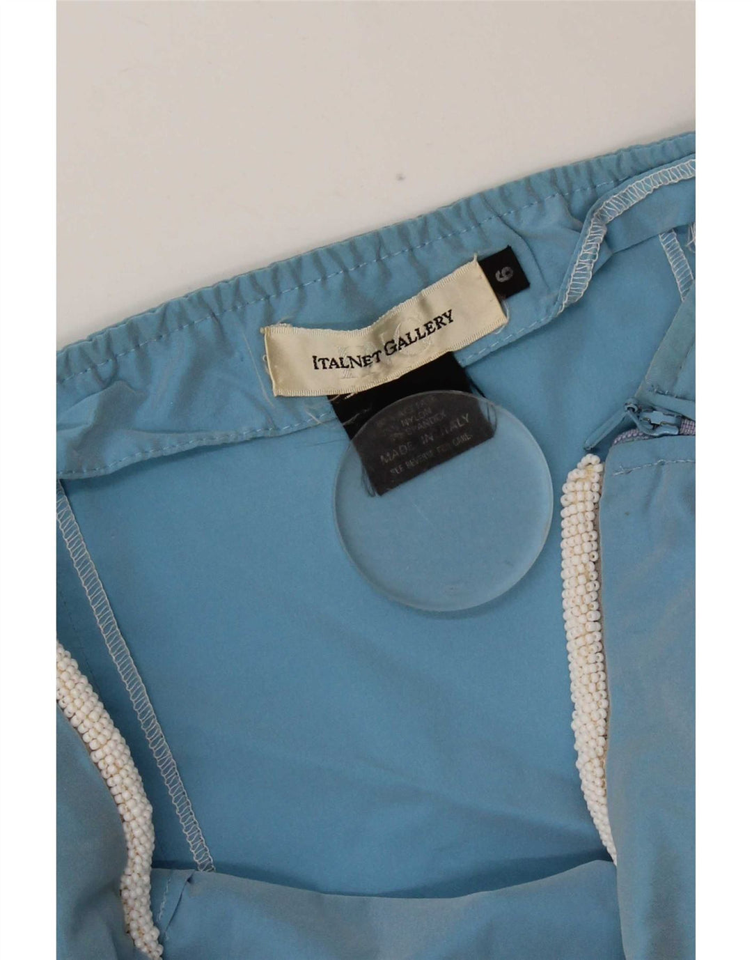 Vintage Womens Crop Strapless Top UK 6 XS Blue Acetate