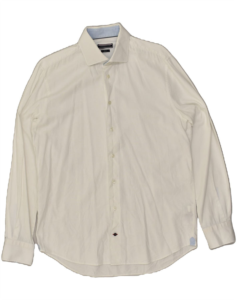 TOMMY HILFIGER Mens Fitted Shirt Size 40 15 3/4 Medium White Cotton Vintage Tommy Hilfiger and Second-Hand Tommy Hilfiger from Messina Hembry 