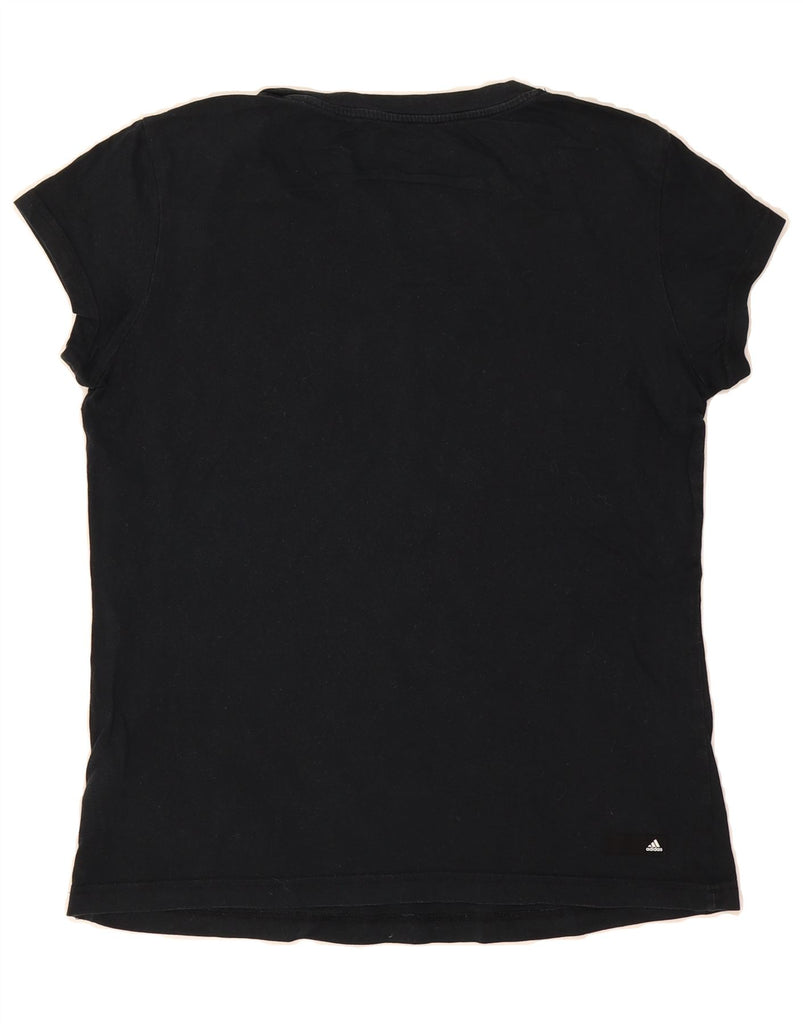 ADIDAS Womens Graphic T-Shirt Top UK 16/18 Large Black Cotton Vintage Adidas and Second-Hand Adidas from Messina Hembry 