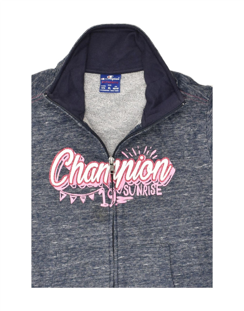 CHAMPION Girls Graphic Tracksuit Top Jacket 13-14 Years XL Grey Cotton | Vintage Champion | Thrift | Second-Hand Champion | Used Clothing | Messina Hembry 