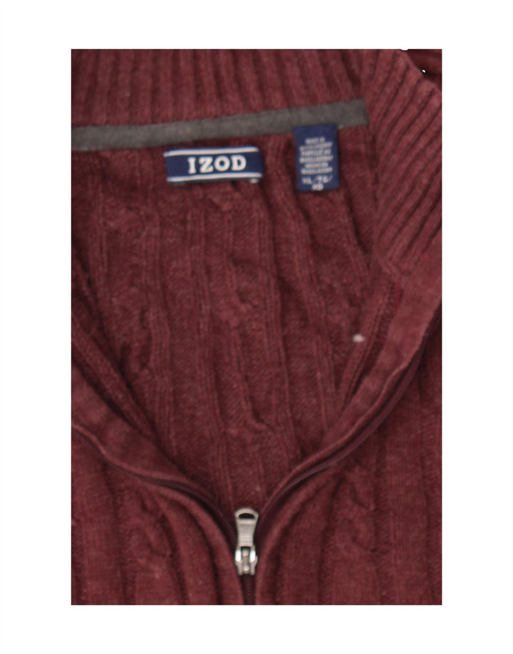 IZOD Mens Zip Neck Jumper Sweater XL Burgundy Cotton Vintage Izod and Second-Hand Izod from Messina Hembry 