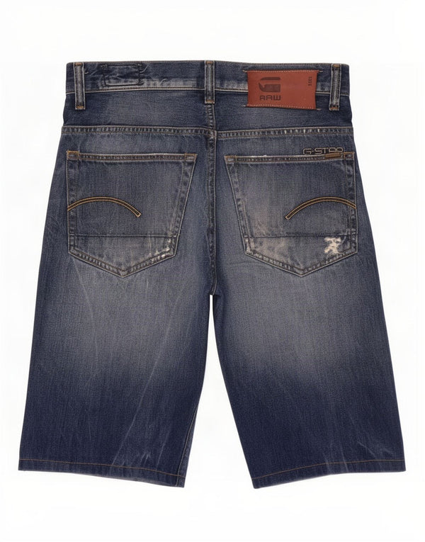 G-Star Mens 3301 Distressed Denim Shorts W28 Small Blue Cotton