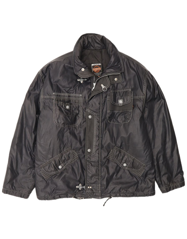 Wampum Mens Hooded Utility Jacket UK 42 XL Black Nylon