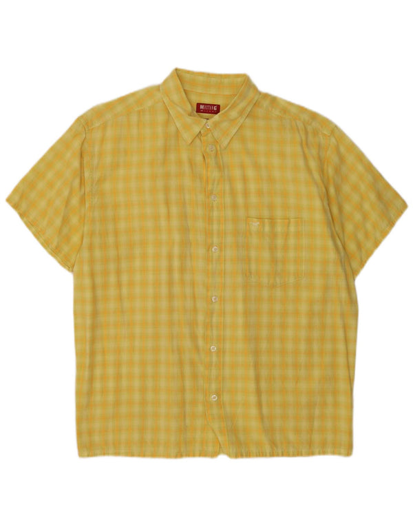 Mustang Mens Short Sleeve Shirt Large Yellow Check