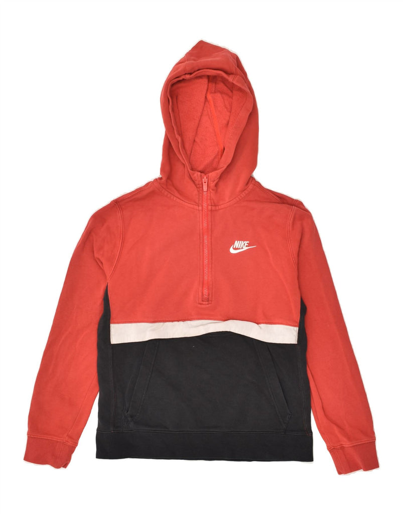 NIKE Boys Standard Fit Zip Neck Hoodie Jumper 12-13 Years Large  Red | Vintage Nike | Thrift | Second-Hand Nike | Used Clothing | Messina Hembry 