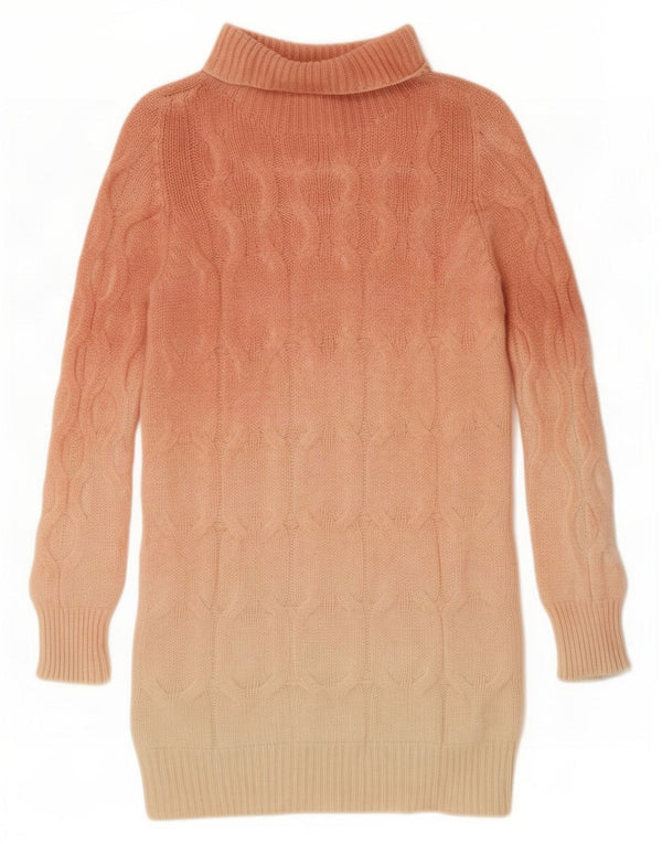 Blumelange Womens Roll Neck Jumper Sweater UK 10 Small Pink Colourblock
