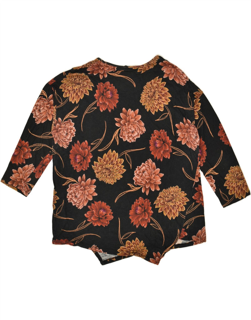 DESIGUAL Womens Top 3/4 Sleeve UK 18 XL Black Floral | Vintage Desigual | Thrift | Second-Hand Desigual | Used Clothing | Messina Hembry 