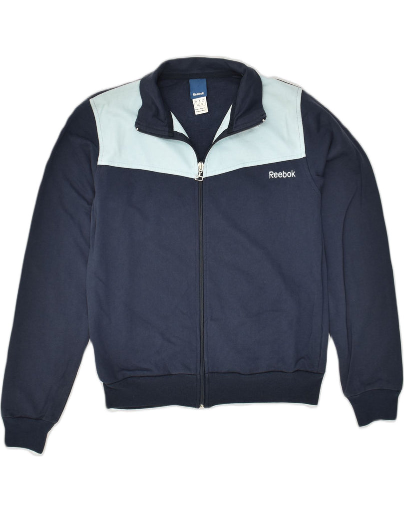 REEBOK Boys Tracksuit Top Jacket 13-14 Years XL  Navy Blue Colourblock | Vintage Reebok | Thrift | Second-Hand Reebok | Used Clothing | Messina Hembry 