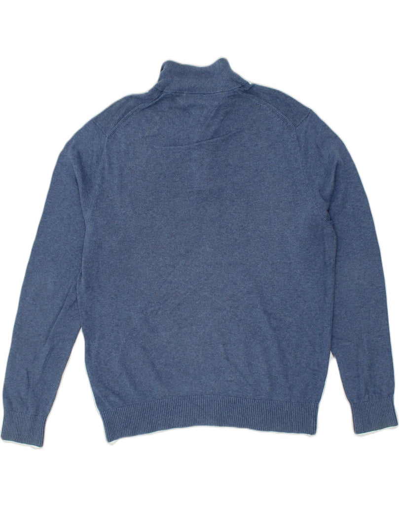 TOMMY HILFIGER Mens Button Neck Jumper Sweater XL Blue Cotton | Vintage Tommy Hilfiger | Thrift | Second-Hand Tommy Hilfiger | Used Clothing | Messina Hembry 