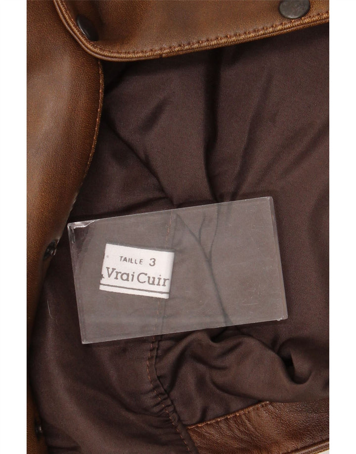 Vintage Mens Leather Waistcoat Medium Brown Leather