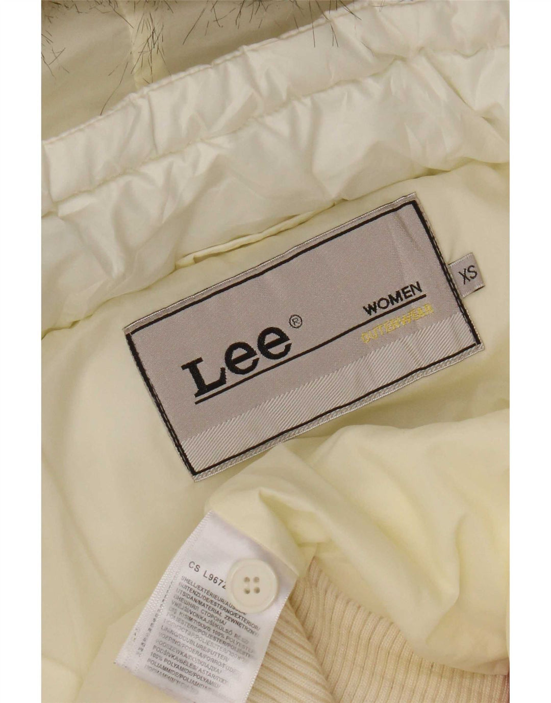 Lee Womens Hooded Padded Jacket UK 6 XS White Polyamide