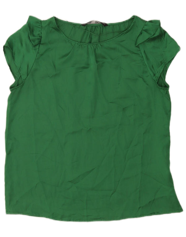 Zara Womens Blouse Top UK 14 Large Green Polyester