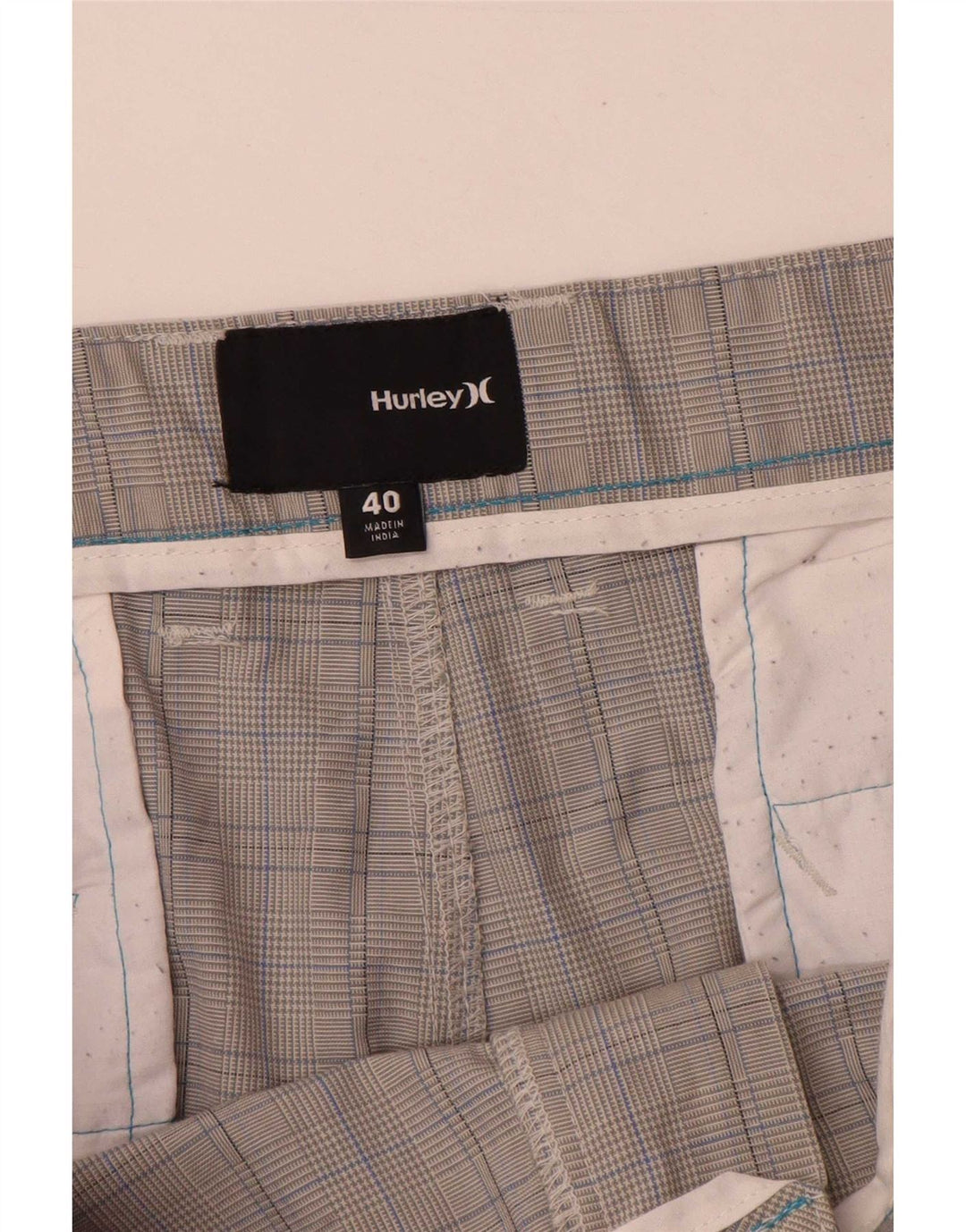 Hurley Mens Cargo Shorts W40 XL Grey Check Polyester