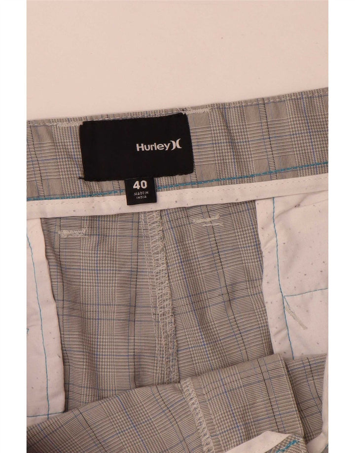 Hurley Mens Cargo Shorts W40 XL Grey Check Polyester