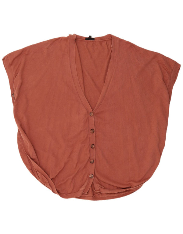 Topshop Womens Sleeveless Poncho Cardigan Sweater UK 14 Large  Brown Cotton
