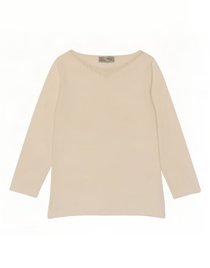 Zara Womens Top 3/4 Sleeve UK 12 Medium White Rayon