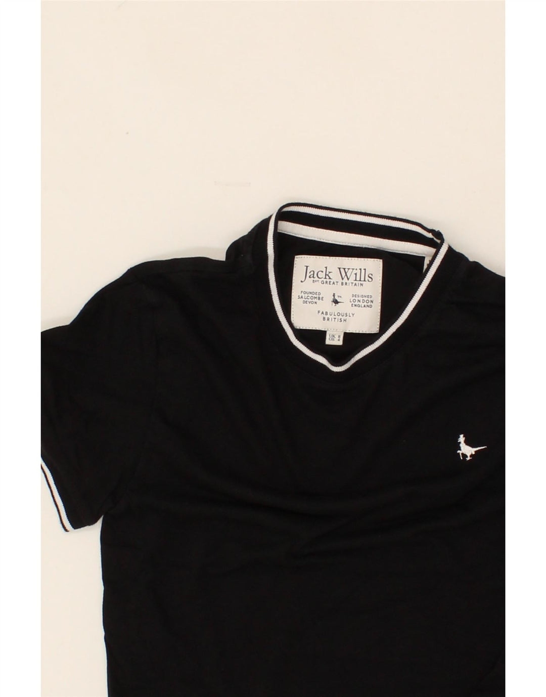 JACK WILLS Womens T-Shirt Top UK 8 Small Black Cotton Vintage Jack Wills and Second-Hand Jack Wills from Messina Hembry 