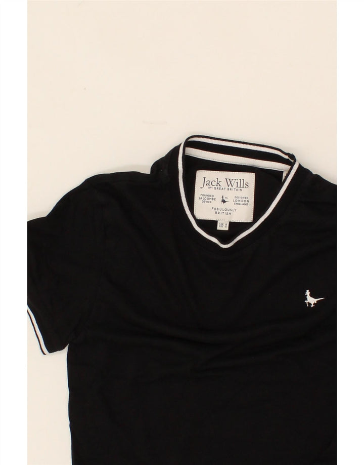 JACK WILLS Womens T-Shirt Top UK 8 Small Black Cotton Vintage Jack Wills and Second-Hand Jack Wills from Messina Hembry 