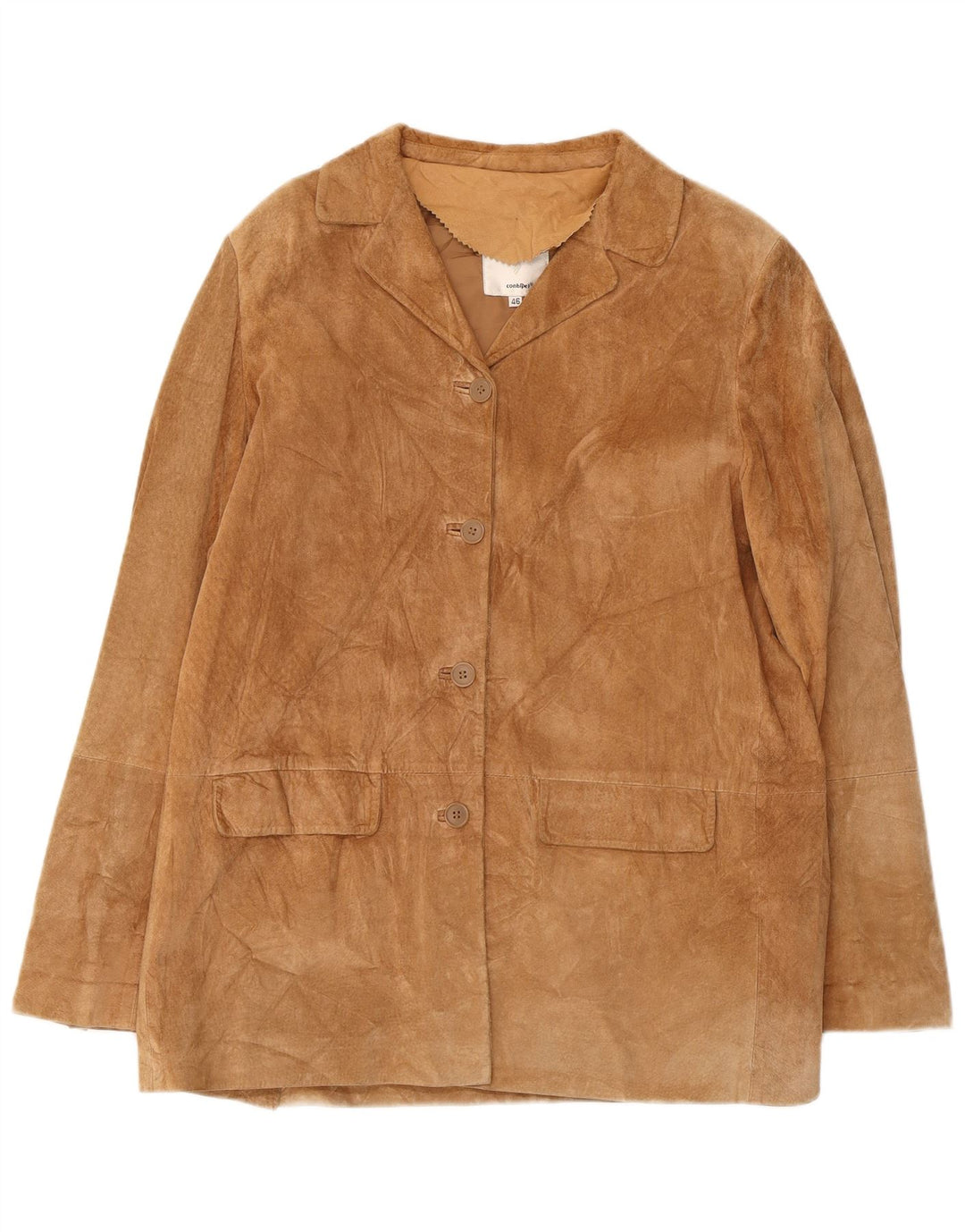 Conbipel Womens Free Heron 4 Button Suede Blazer Jacket IT 46 Large Beige