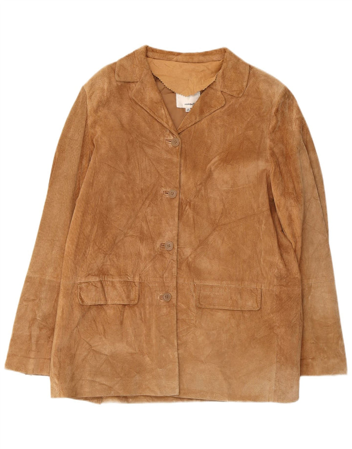 Conbipel Womens Free Heron 4 Button Suede Blazer Jacket IT 46 Large Beige