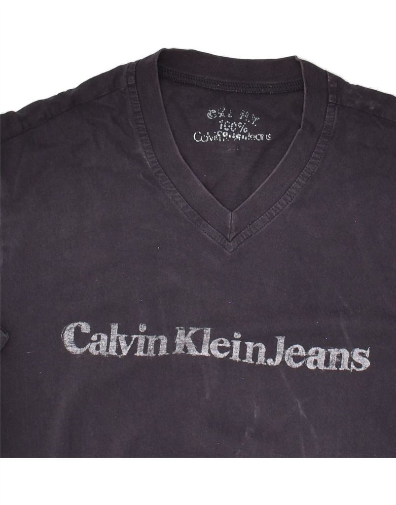 CALVIN KLEIN Mens Graphic T-Shirt Top Small Navy Blue Cotton | Vintage Calvin Klein | Thrift | Second-Hand Calvin Klein | Used Clothing | Messina Hembry 